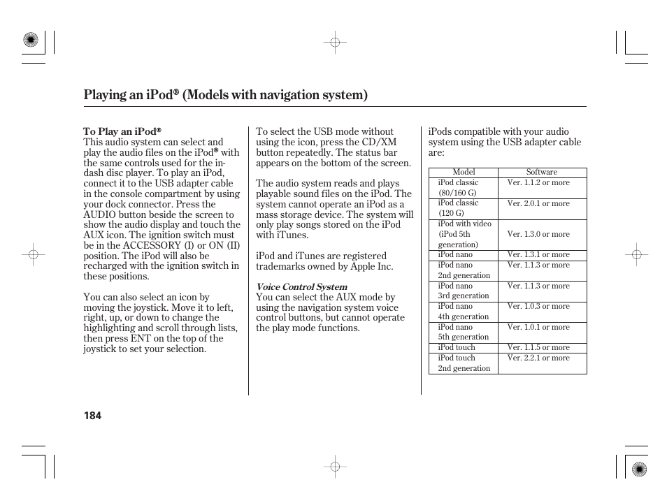 Playing an ipod (models with navigation system) | HONDA 2011 Civic Hybrid User Manual | Page 190 / 374