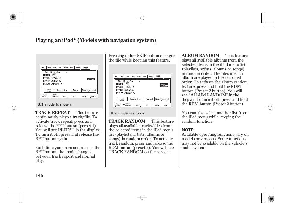 Playing an ipod (models with navigation system) | HONDA 2011 Civic Hybrid User Manual | Page 196 / 374