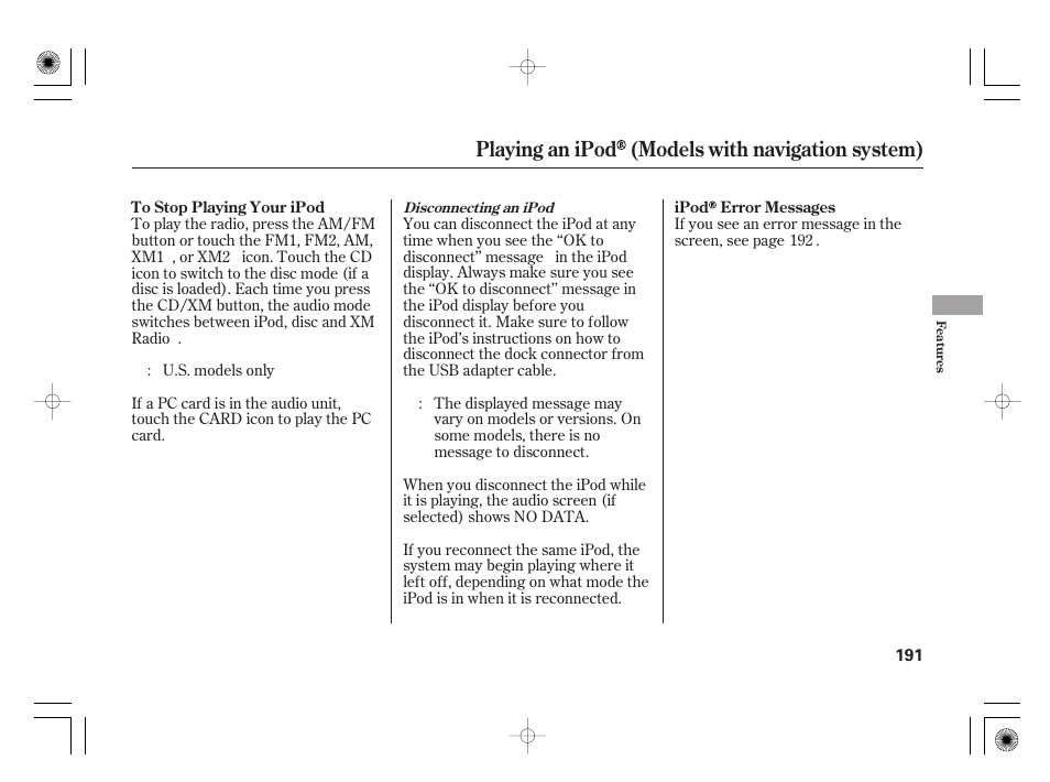 Playing an ipod (models with navigation system) | HONDA 2011 Civic Hybrid User Manual | Page 197 / 374