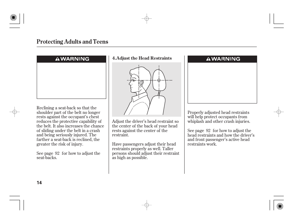 Protecting adults and teens | HONDA 2011 Civic Hybrid User Manual | Page 20 / 374