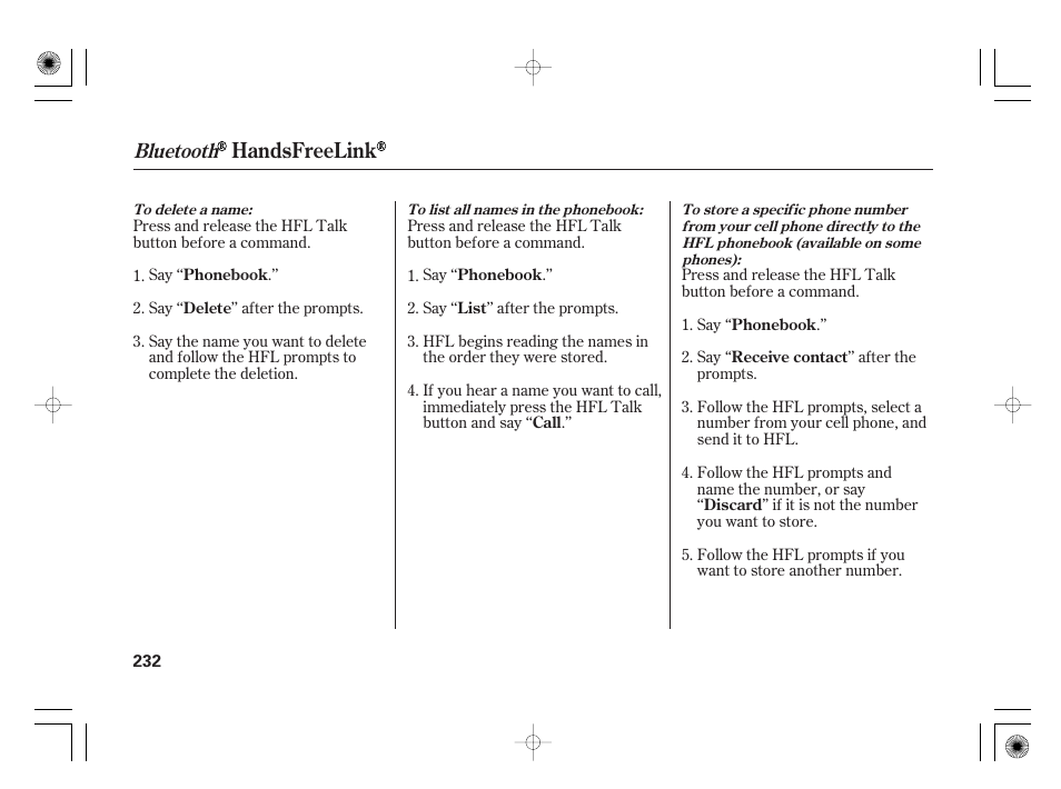 Handsfreelink, Bluetooth | HONDA 2011 Civic Hybrid User Manual | Page 238 / 374