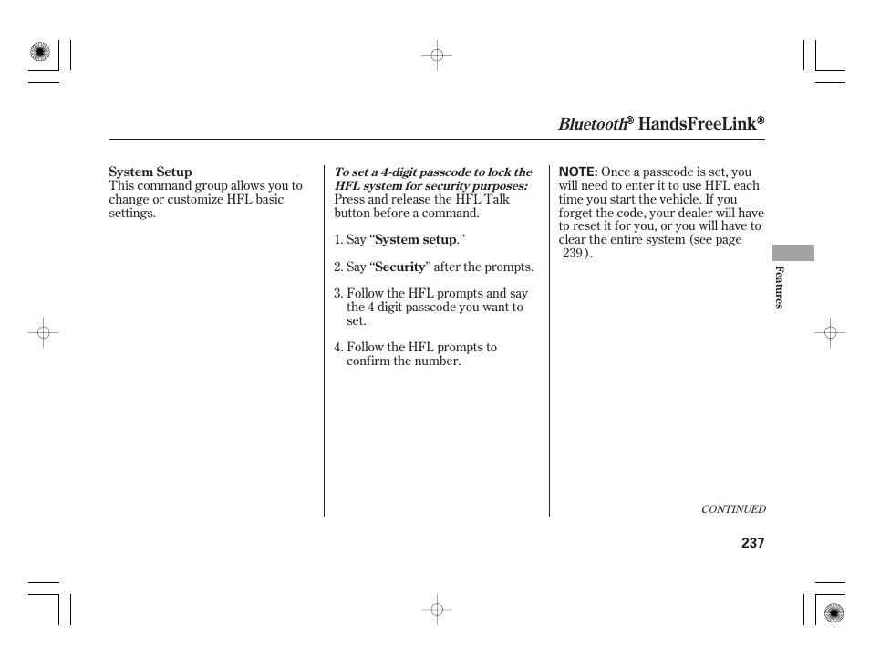 Handsfreelink, Bluetooth | HONDA 2011 Civic Hybrid User Manual | Page 243 / 374