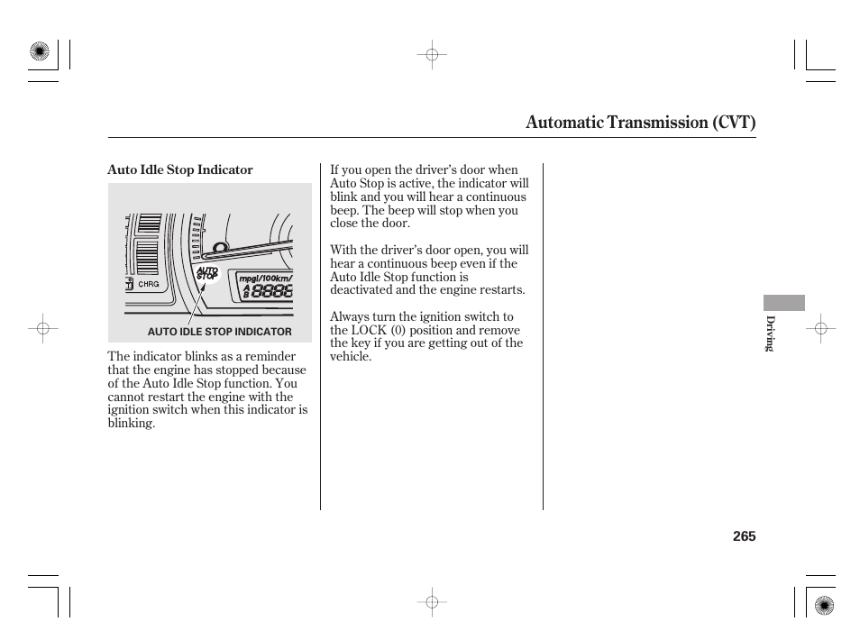 Automatic transmission (cvt) | HONDA 2011 Civic Hybrid User Manual | Page 271 / 374