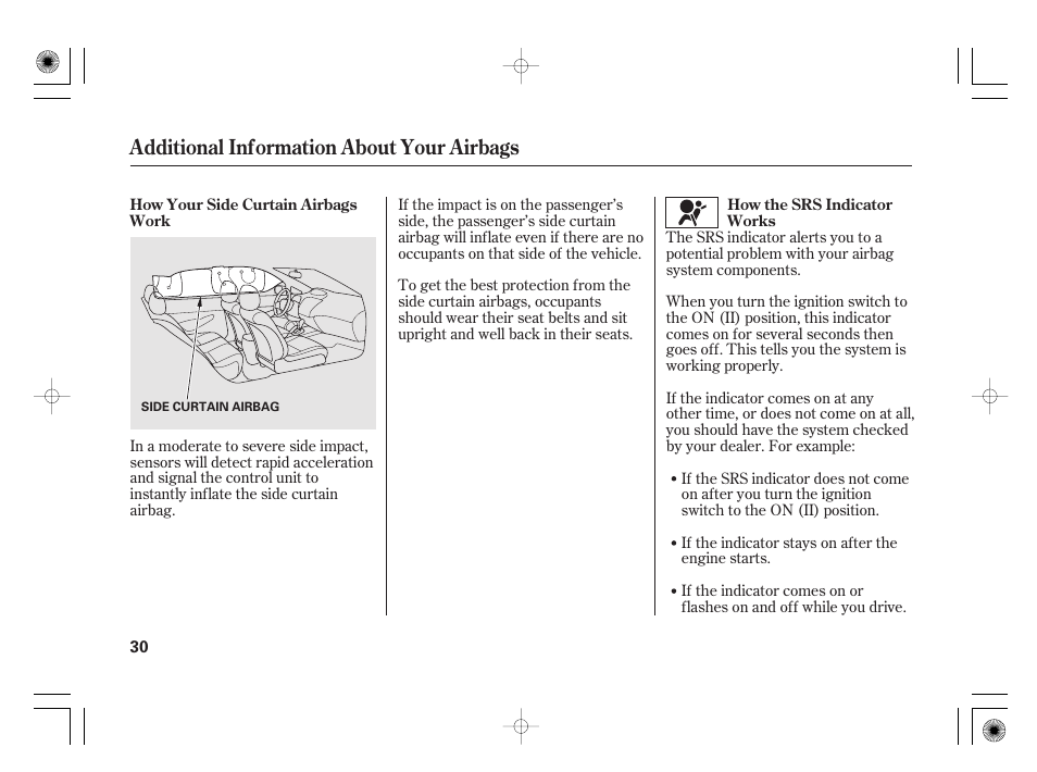 Additional information about your airbags | HONDA 2011 Civic Hybrid User Manual | Page 36 / 374