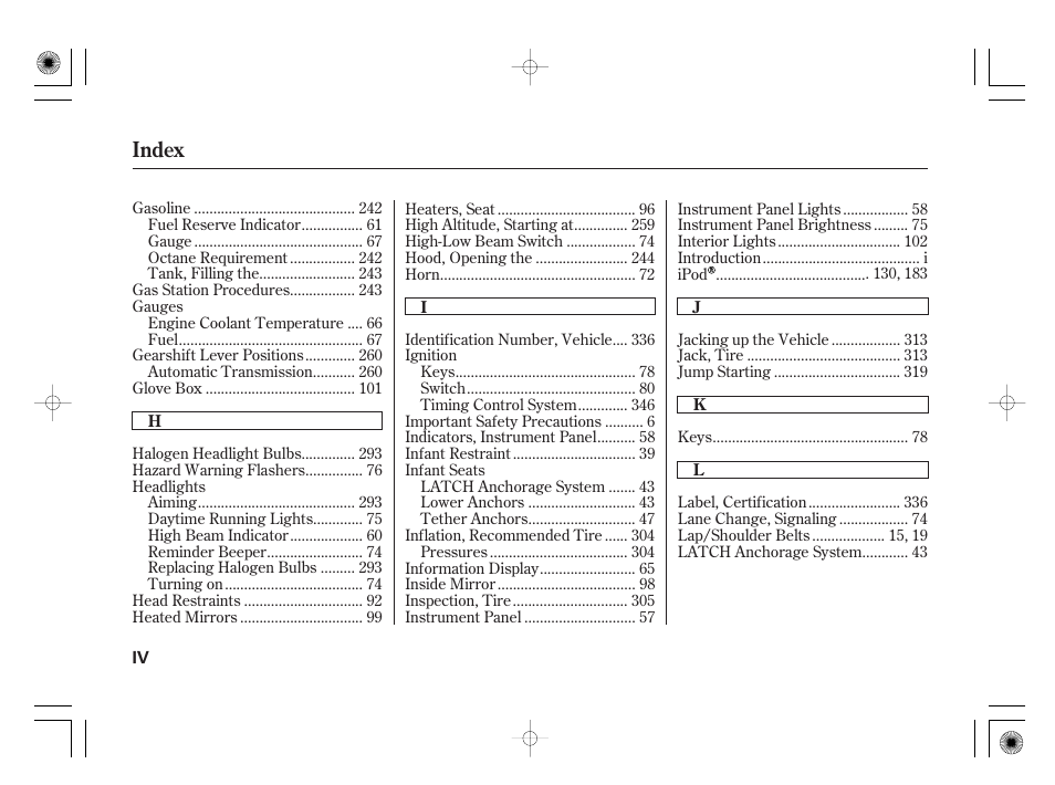 Index | HONDA 2011 Civic Hybrid User Manual | Page 366 / 374
