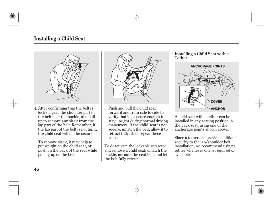 Installing a child seat | HONDA 2011 Civic Hybrid User Manual | Page 52 / 374