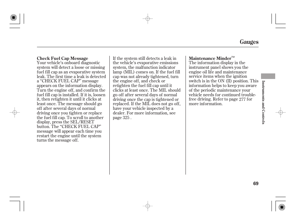 Gauges | HONDA 2011 Civic Hybrid User Manual | Page 75 / 374