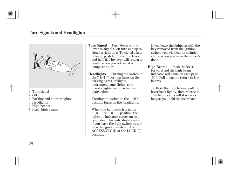 Turn signals and headlights | HONDA 2011 Civic Hybrid User Manual | Page 80 / 374