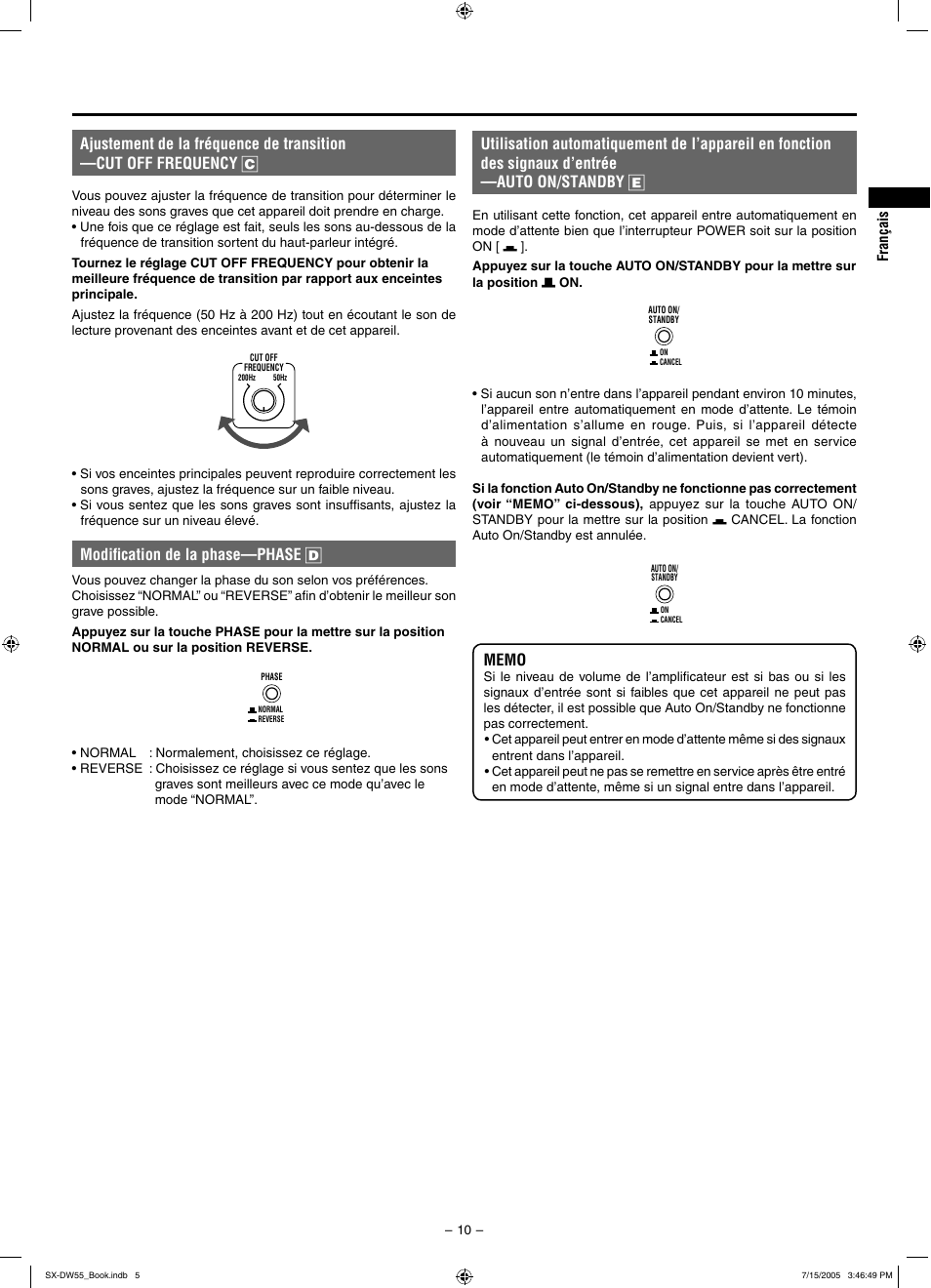 Modiﬁcation de la phase—phase d | JVC SX-DW55 User Manual | Page 19 / 58