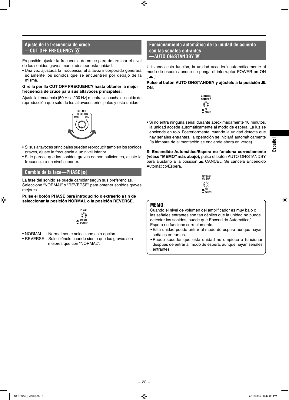 Cambio de la fase—phase d | JVC SX-DW55 User Manual | Page 31 / 58