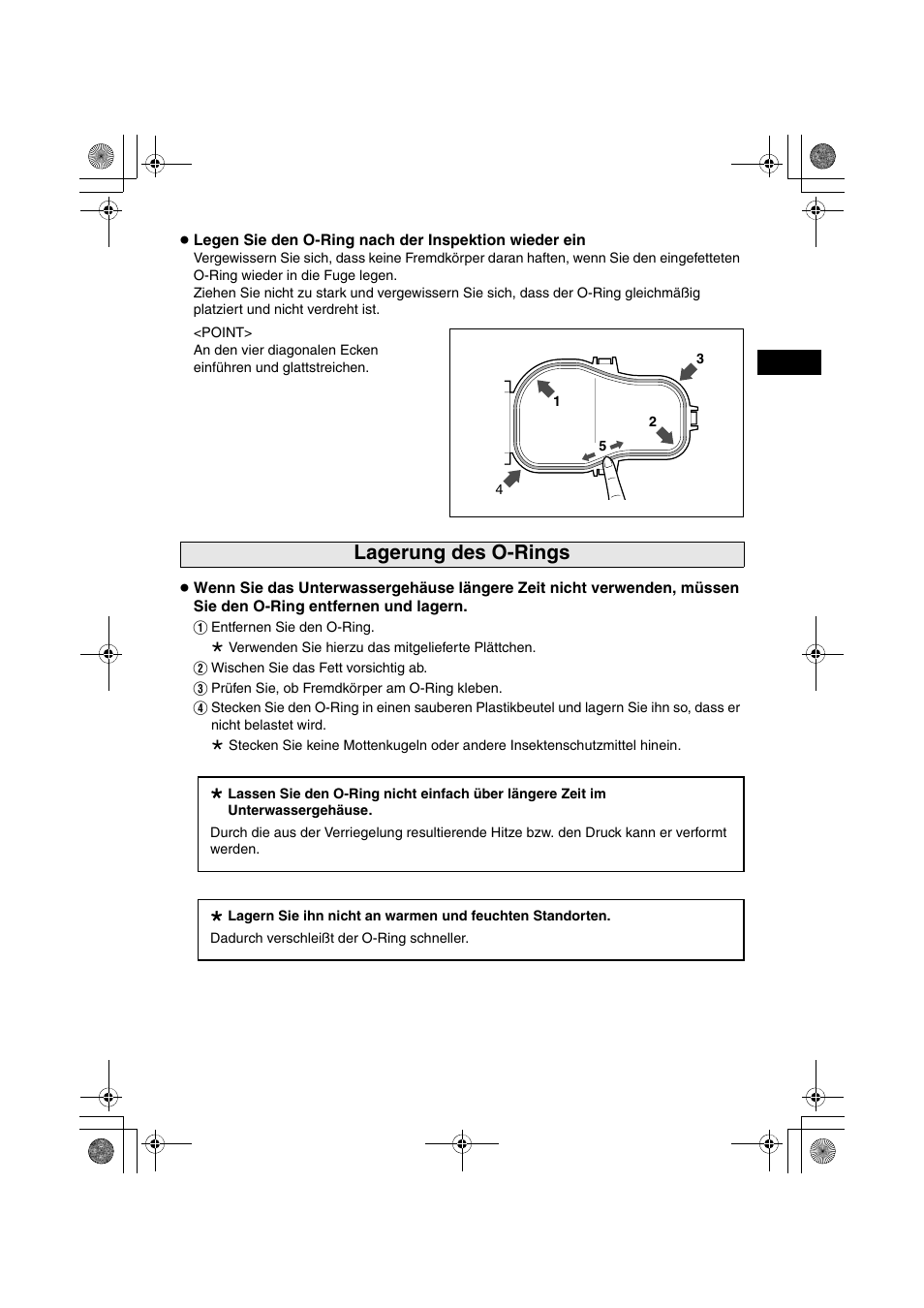 Lagerung des o-rings | JVC WR-MG270 User Manual | Page 13 / 48