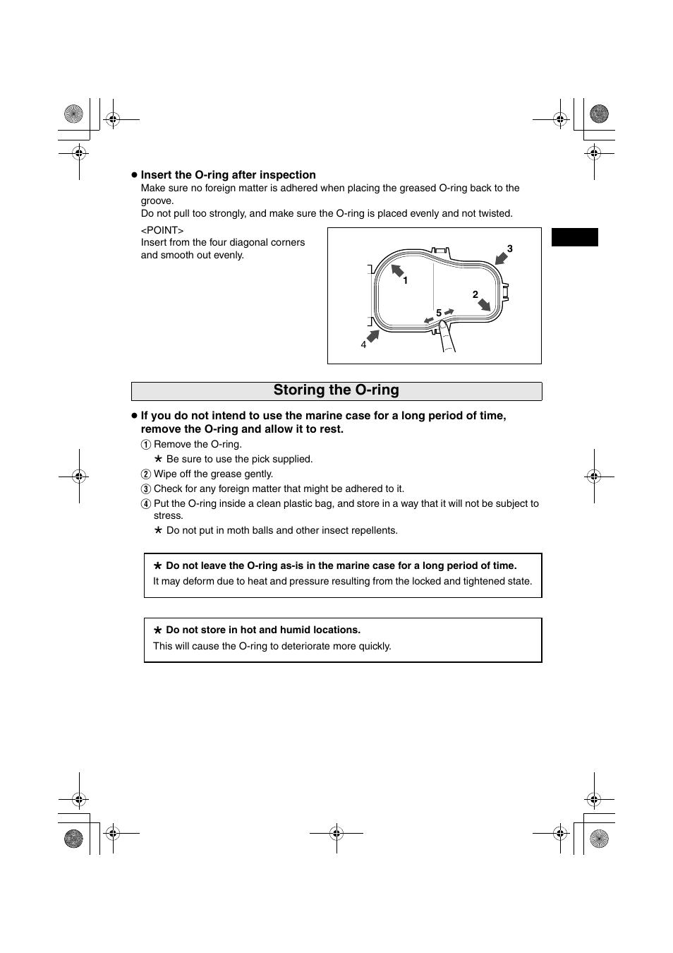 Storing the o-ring | JVC WR-MG270 User Manual | Page 9 / 48