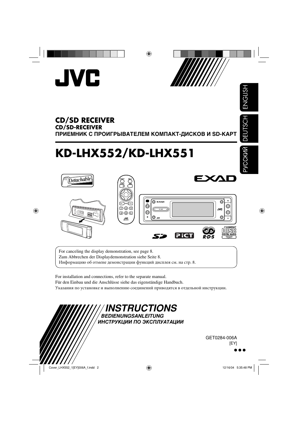 JVC KD-LHX552 User Manual | 159 pages