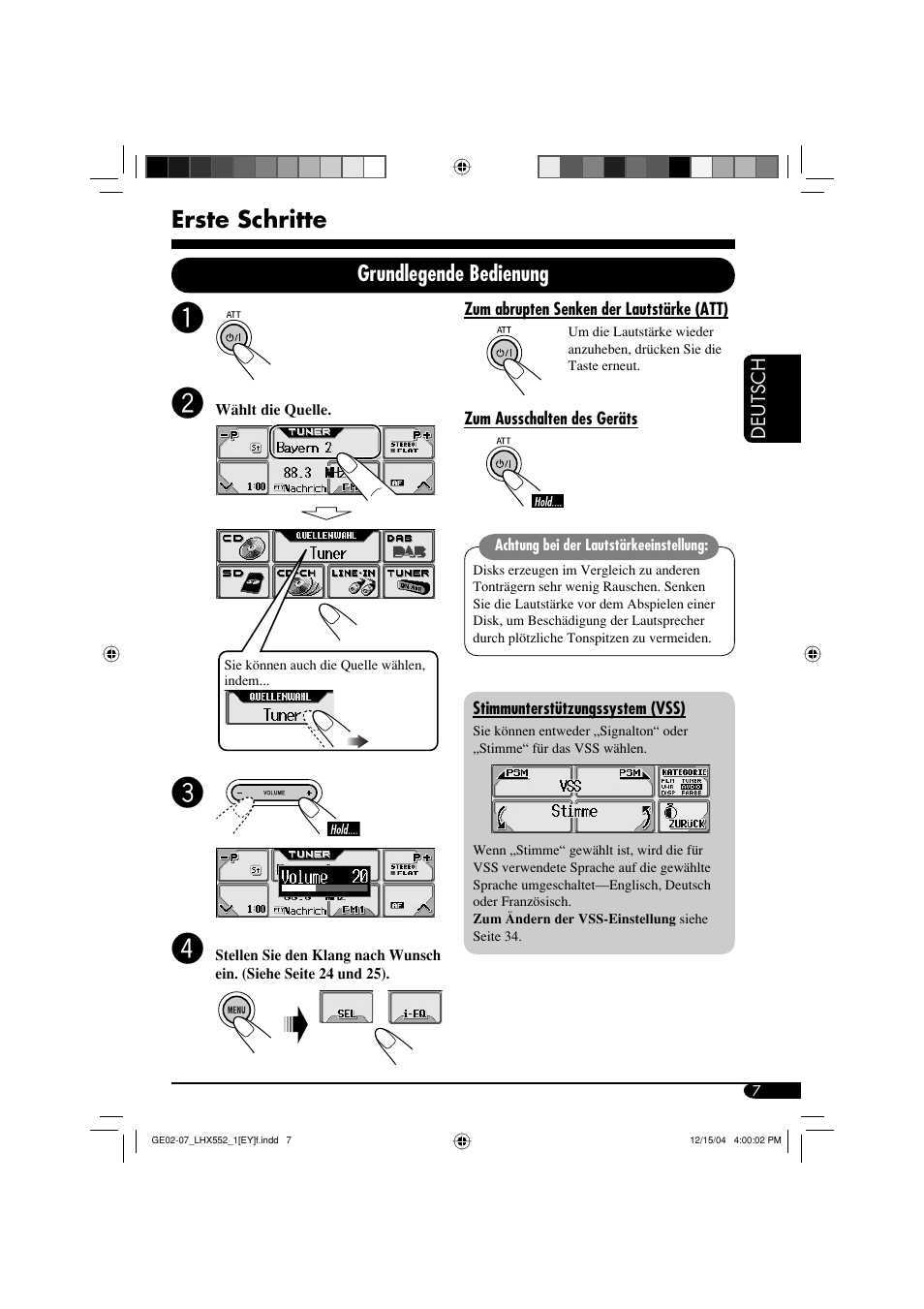 Erste schritte, Grundlegende bedienung | JVC KD-LHX552 User Manual | Page 59 / 159