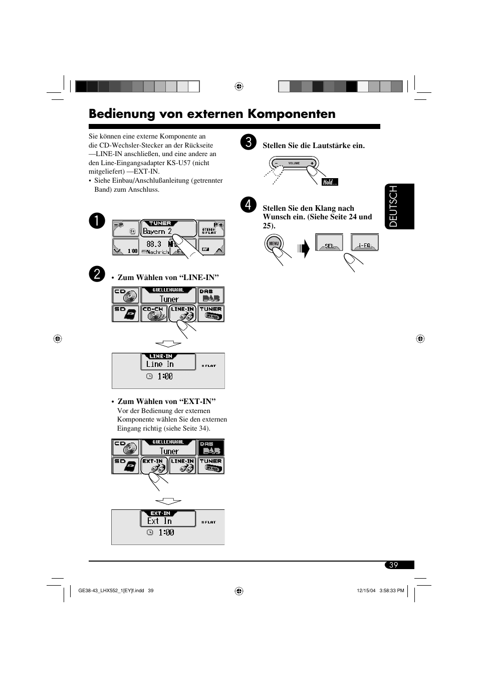Bedienung von externen komponenten | JVC KD-LHX552 User Manual | Page 91 / 159