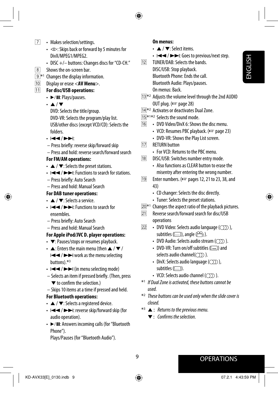 Operations, English | JVC KD-AVX33 User Manual | Page 11 / 285