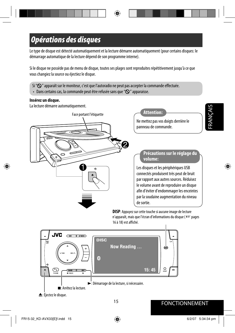 Opérations des disques, Fonctionnement, Français | JVC KD-AVX33 User Manual | Page 157 / 285