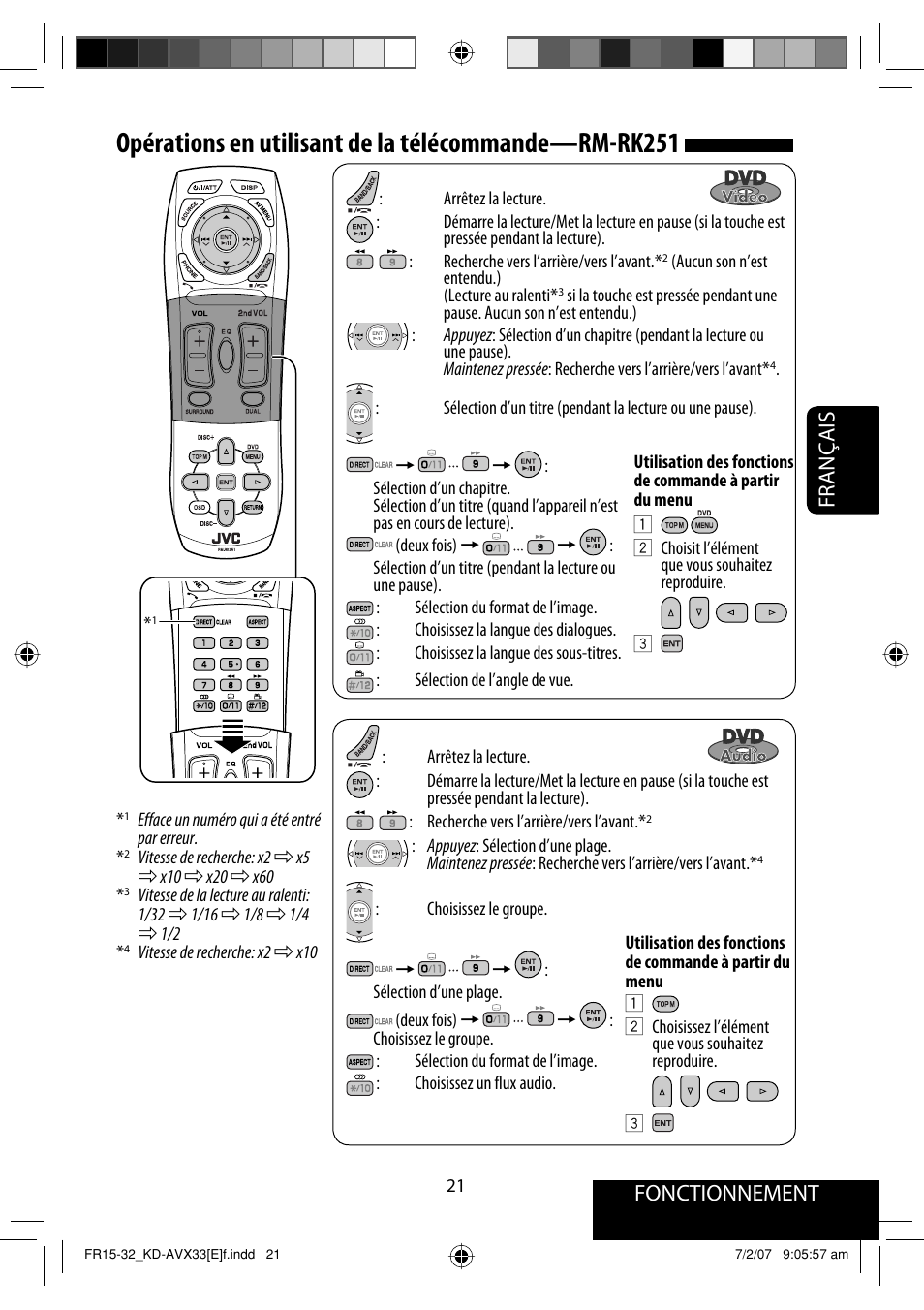 Fonctionnement, Français | JVC KD-AVX33 User Manual | Page 163 / 285