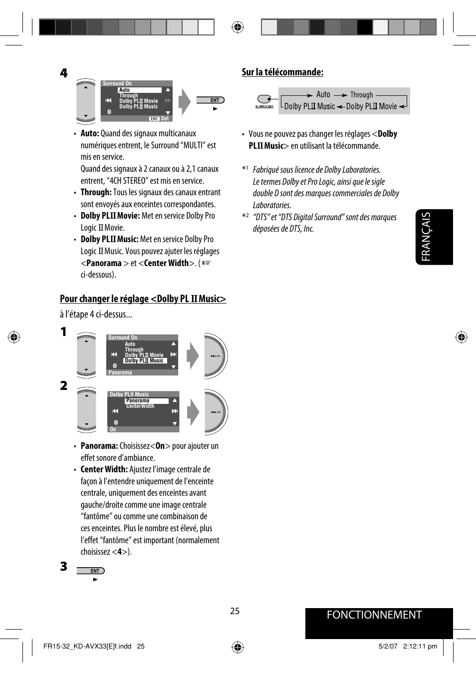 Fonctionnement, Français, Sur la télécommande | JVC KD-AVX33 User Manual | Page 167 / 285