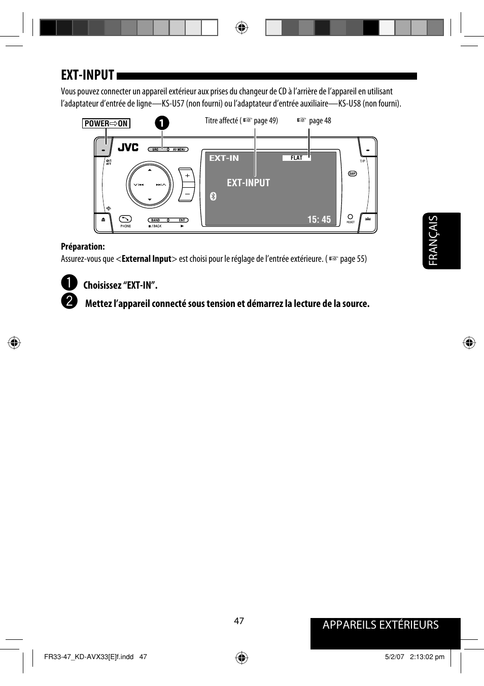 Ext-input, Appareils extérieurs français | JVC KD-AVX33 User Manual | Page 189 / 285