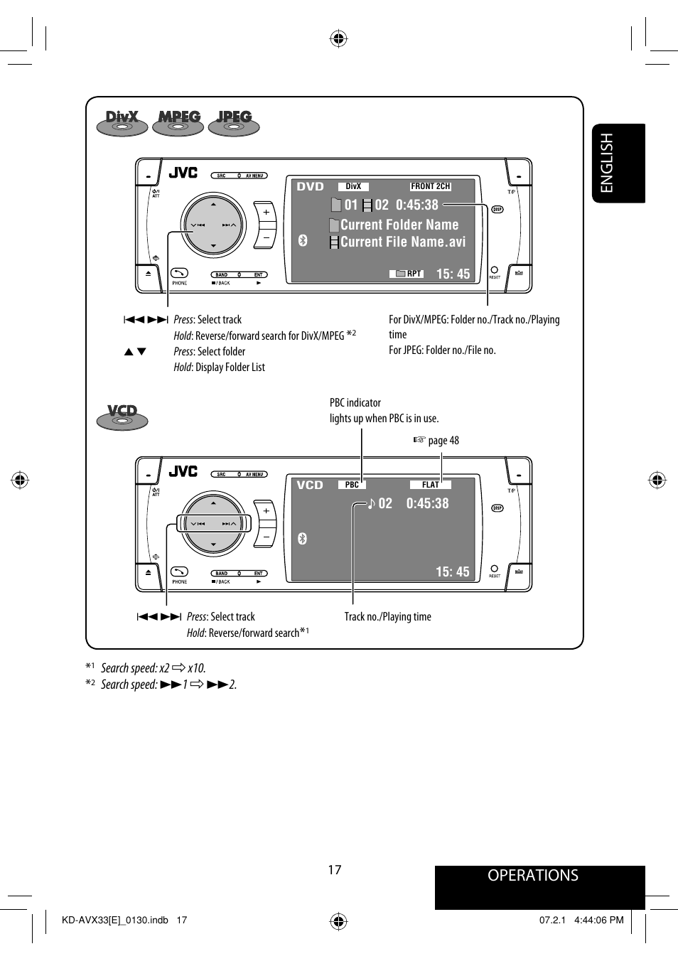 Operations, English | JVC KD-AVX33 User Manual | Page 19 / 285