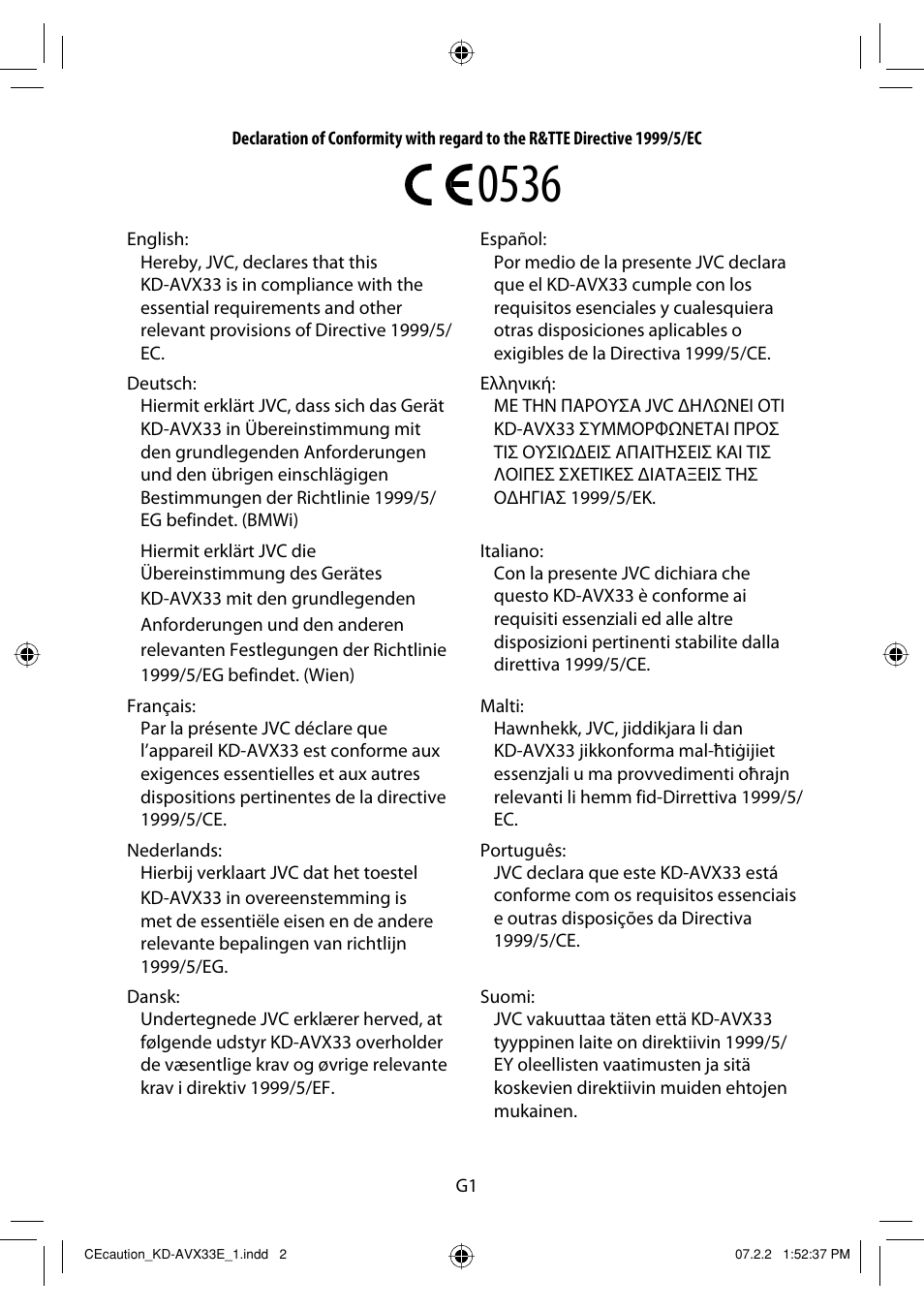 JVC KD-AVX33 User Manual | Page 2 / 285