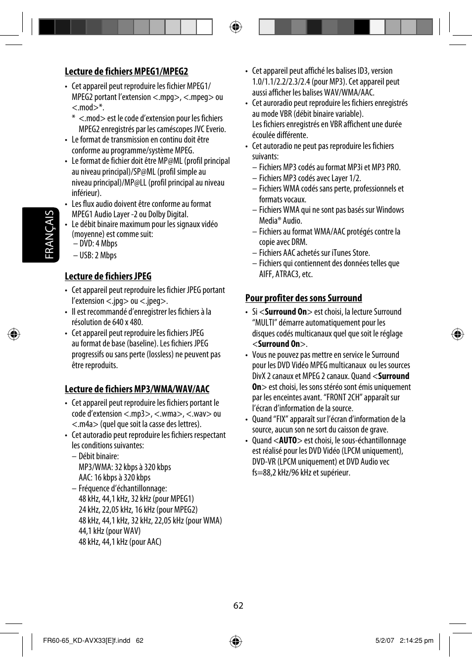 Français | JVC KD-AVX33 User Manual | Page 204 / 285