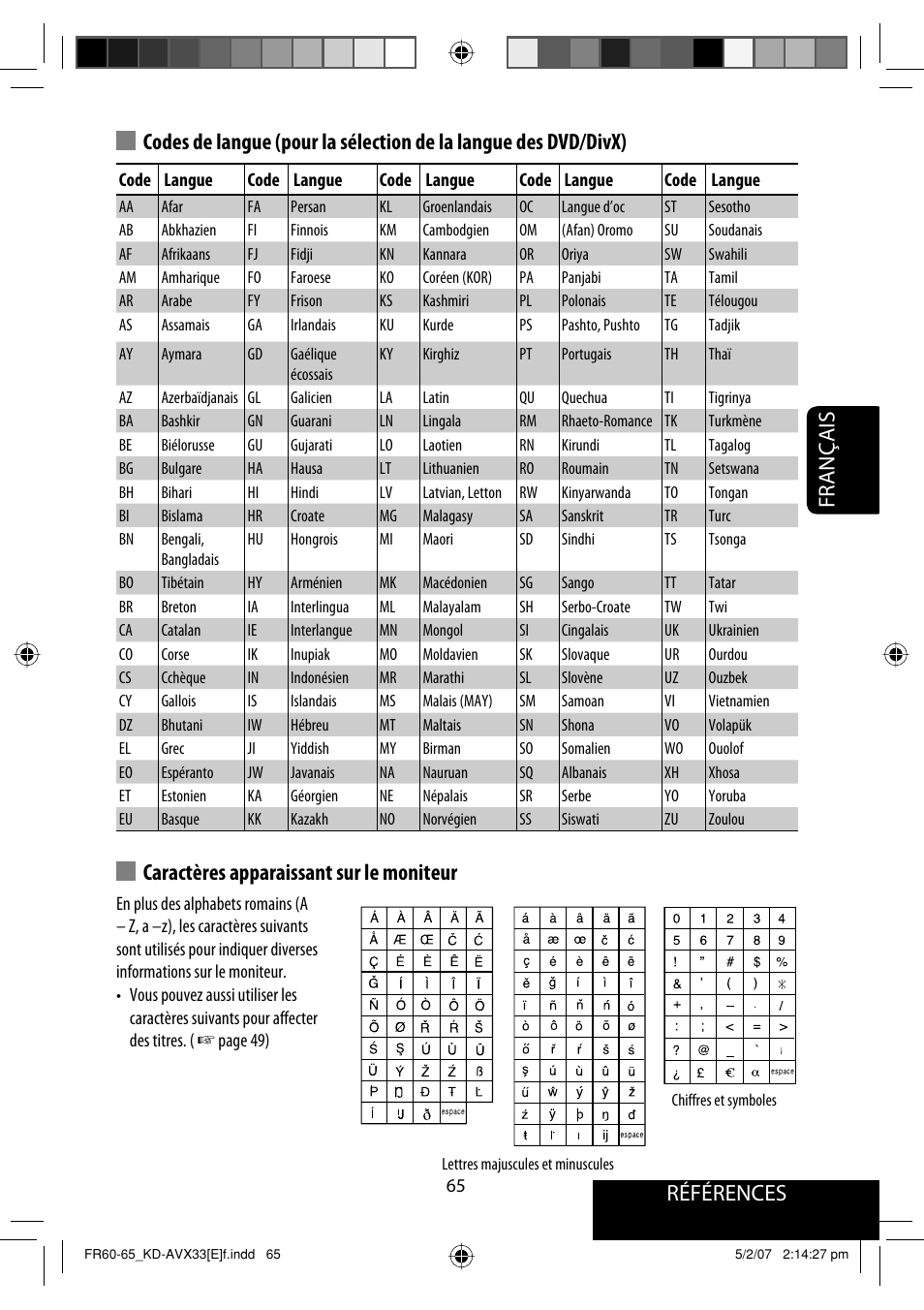 Références français | JVC KD-AVX33 User Manual | Page 207 / 285