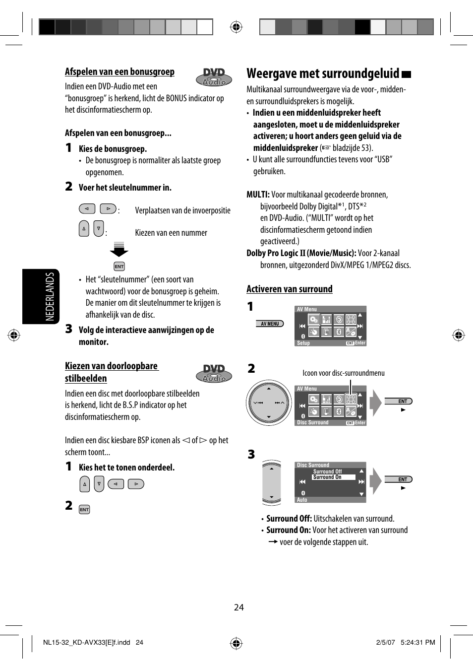Weergave met surroundgeluid, Nederlands | JVC KD-AVX33 User Manual | Page 236 / 285