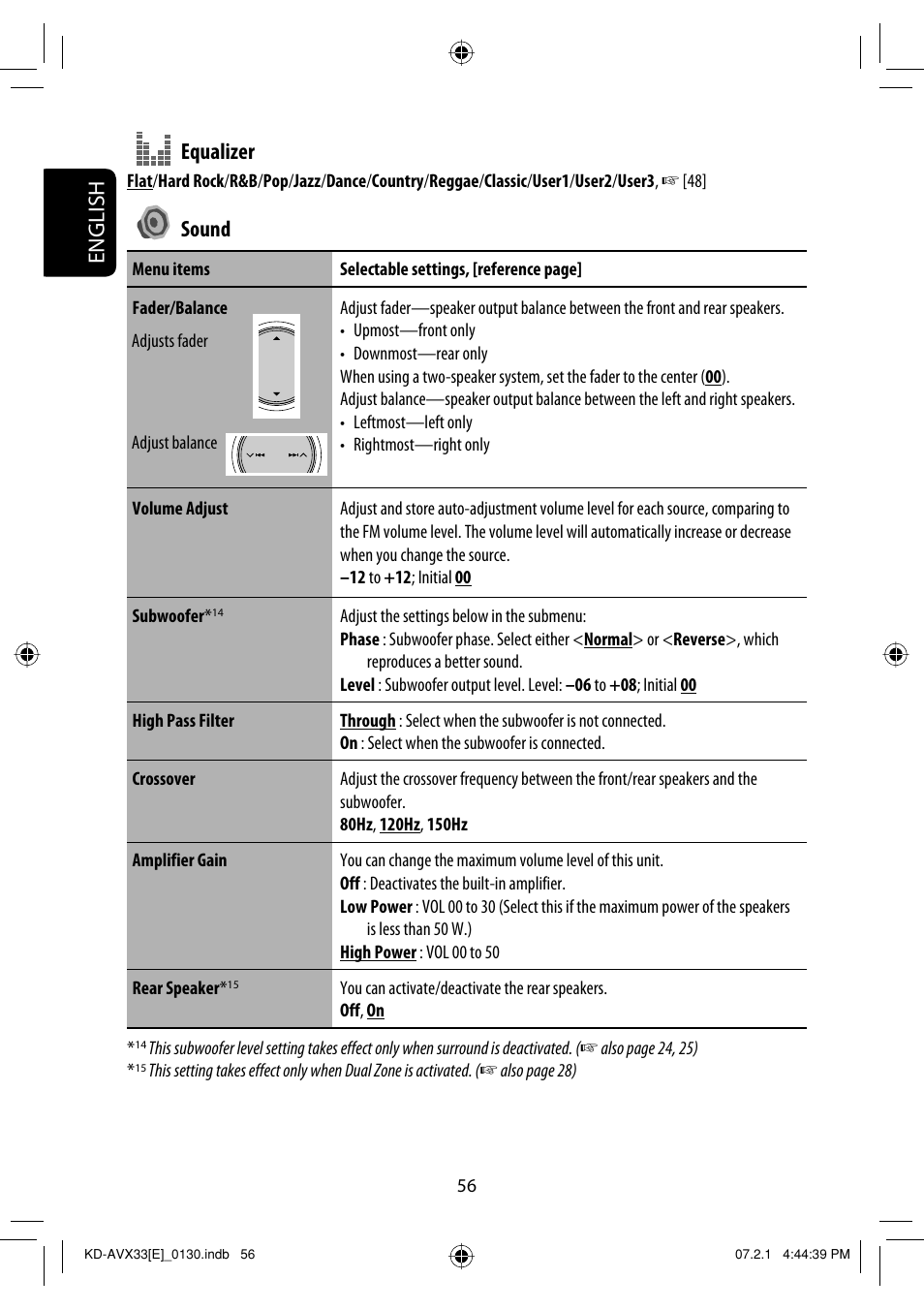 English equalizer, Sound | JVC KD-AVX33 User Manual | Page 58 / 285
