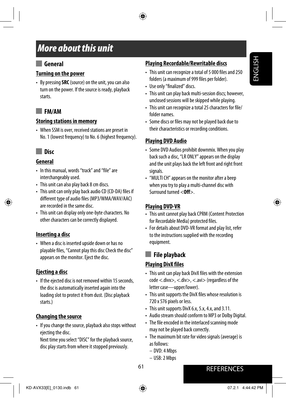 More about this unit | JVC KD-AVX33 User Manual | Page 63 / 285