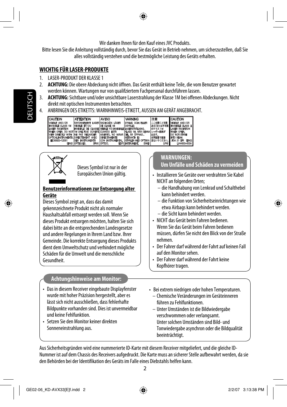 Deutsch | JVC KD-AVX33 User Manual | Page 74 / 285