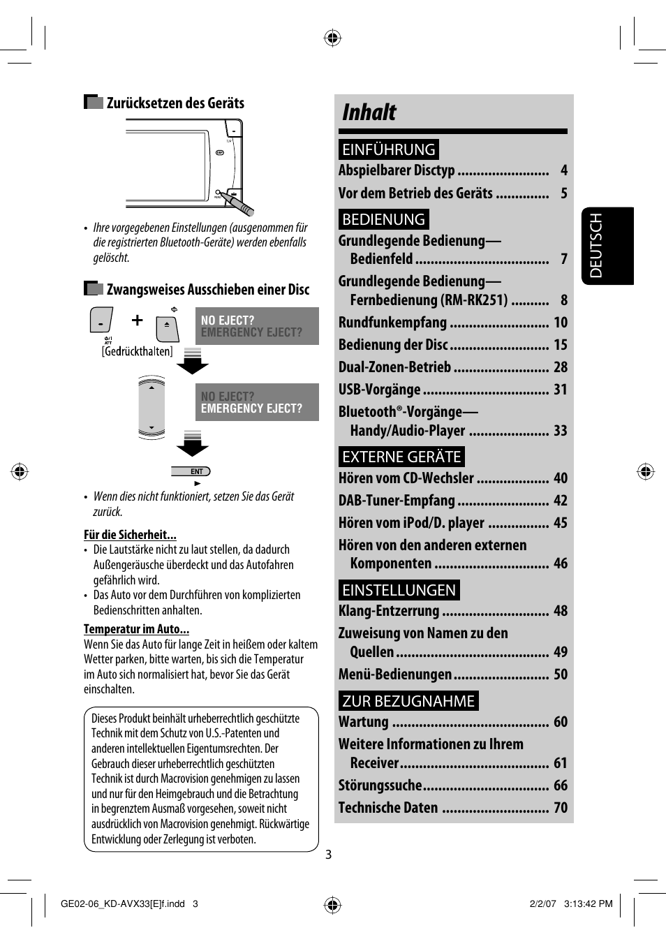 Inhalt | JVC KD-AVX33 User Manual | Page 75 / 285