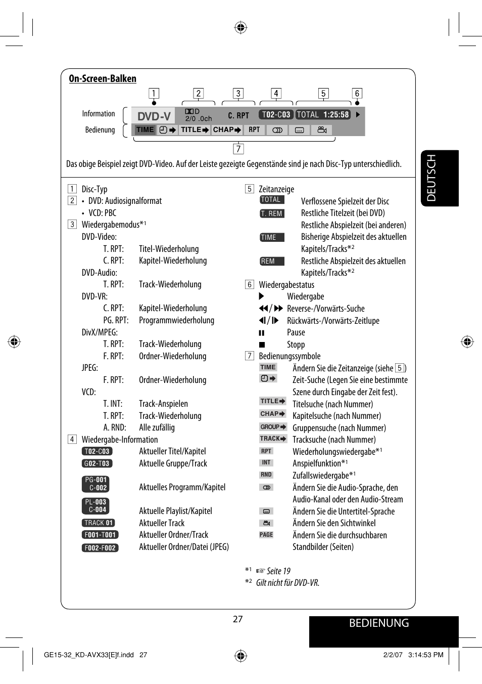 Bedienung, Deutsch | JVC KD-AVX33 User Manual | Page 99 / 285