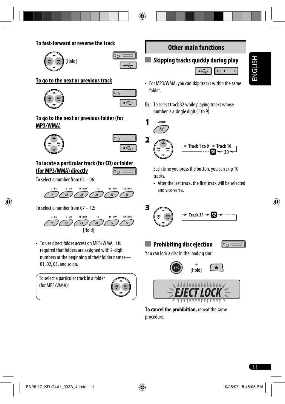 Other main functions | JVC KD-G441 User Manual | Page 11 / 74