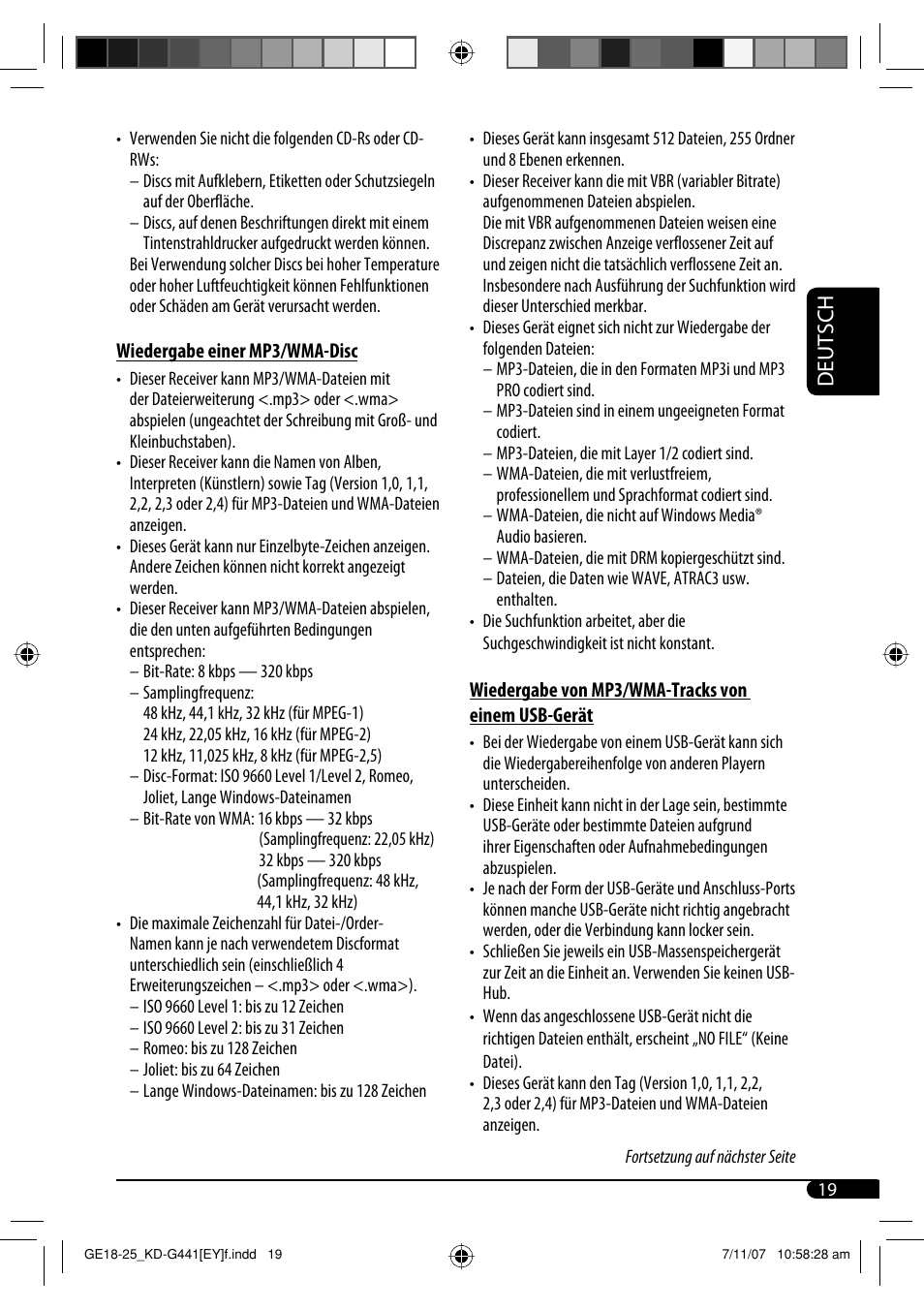 Deutsch | JVC KD-G441 User Manual | Page 43 / 74