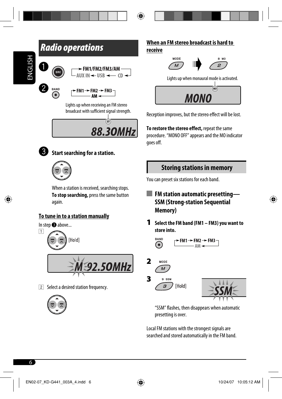 Radio operations | JVC KD-G441 User Manual | Page 6 / 74