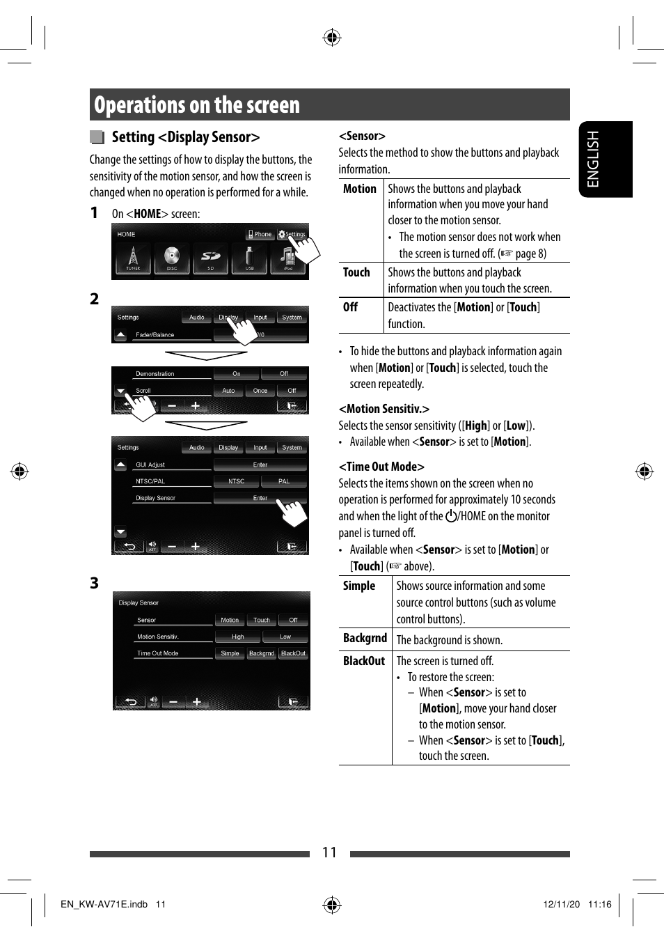 Operations on the screen | JVC KW-AV71BT User Manual | Page 11 / 285