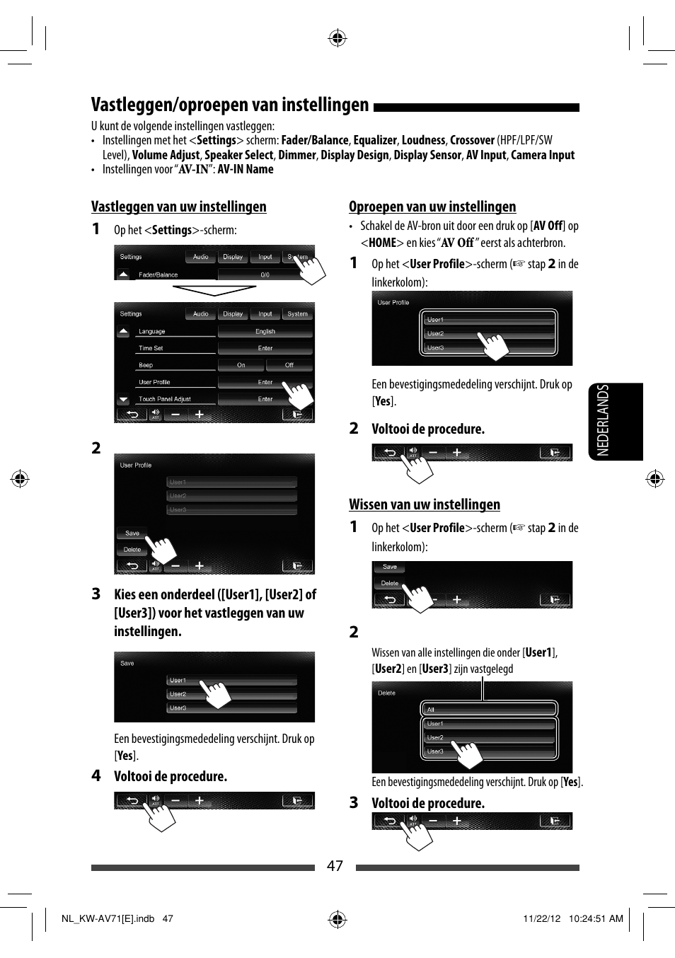 Vastleggen/oproepen van instellingen | JVC KW-AV71BT User Manual | Page 257 / 285
