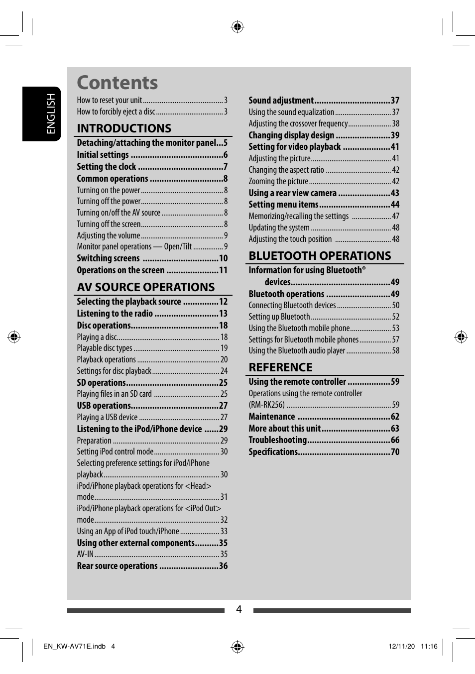 JVC KW-AV71BT User Manual | Page 4 / 285
