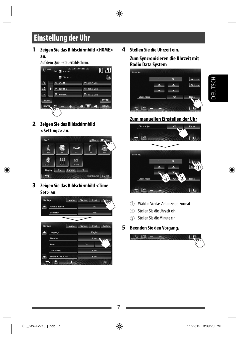Einstellung der uhr | JVC KW-AV71BT User Manual | Page 77 / 285