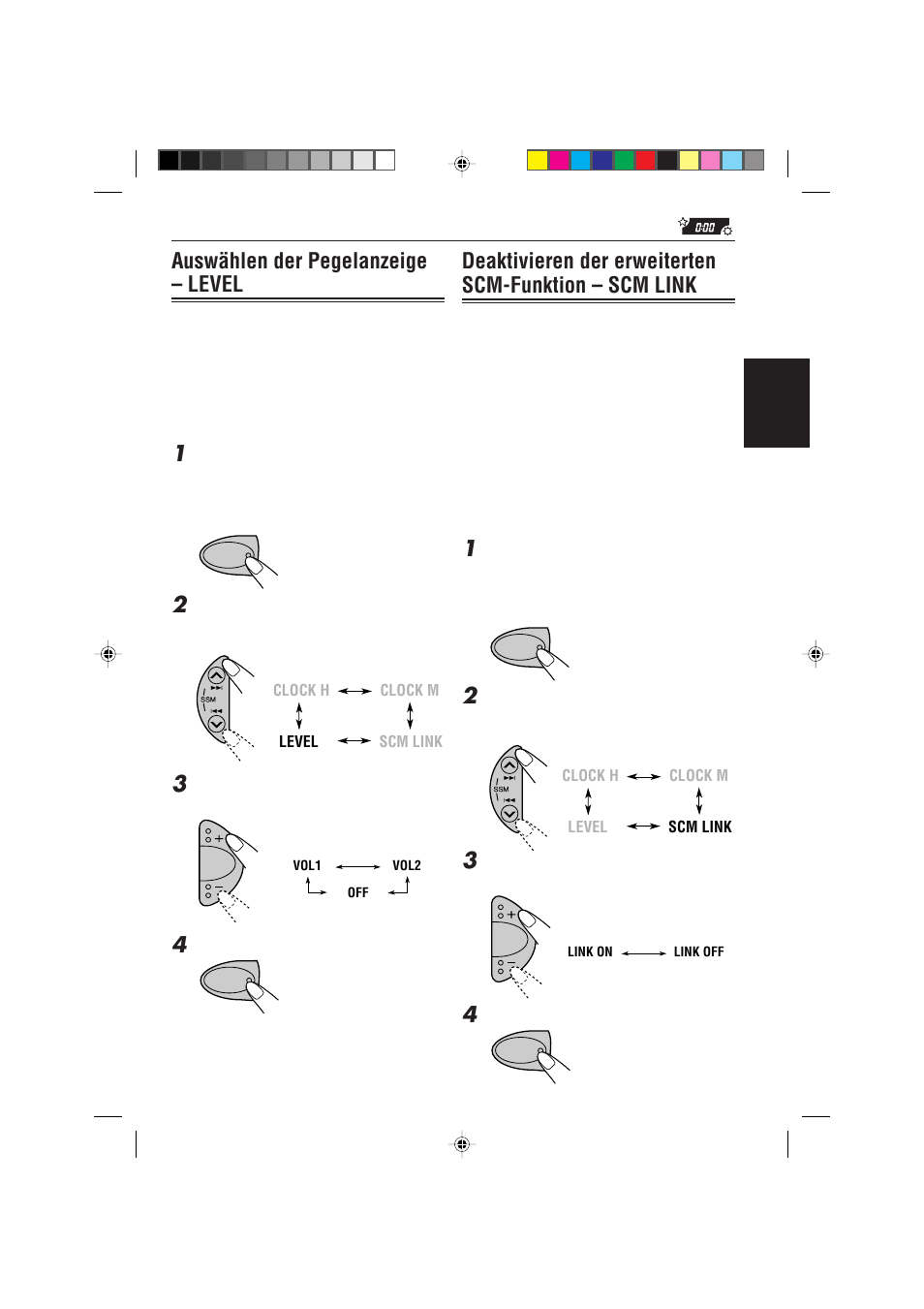 Auswahlen der pegelanzeige ‐ level, Auswählen der pegelanzeige – level | JVC KD-S621 User Manual | Page 37 / 82