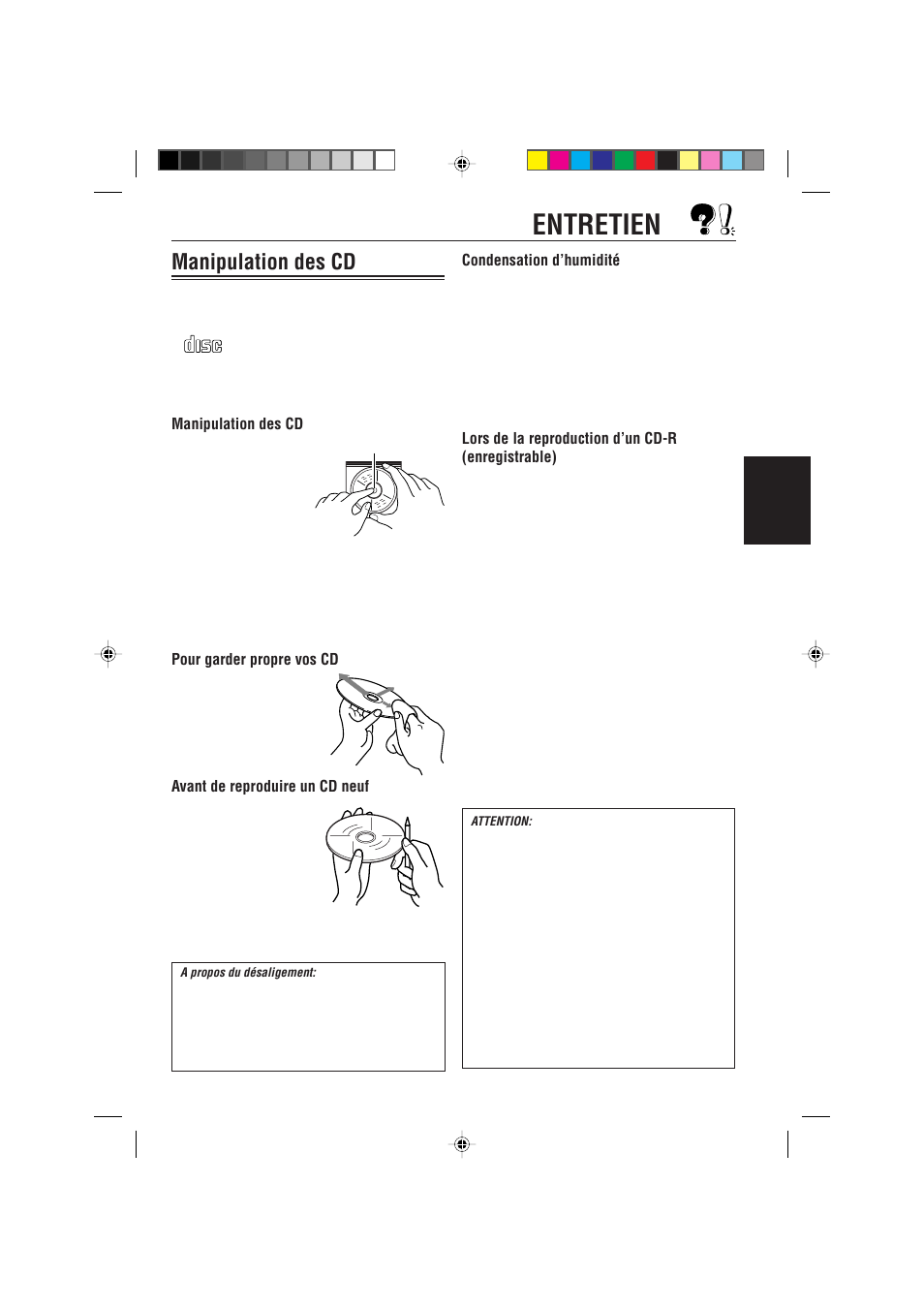 Entretien, Manipulation des cd | JVC KD-S621 User Manual | Page 59 / 82