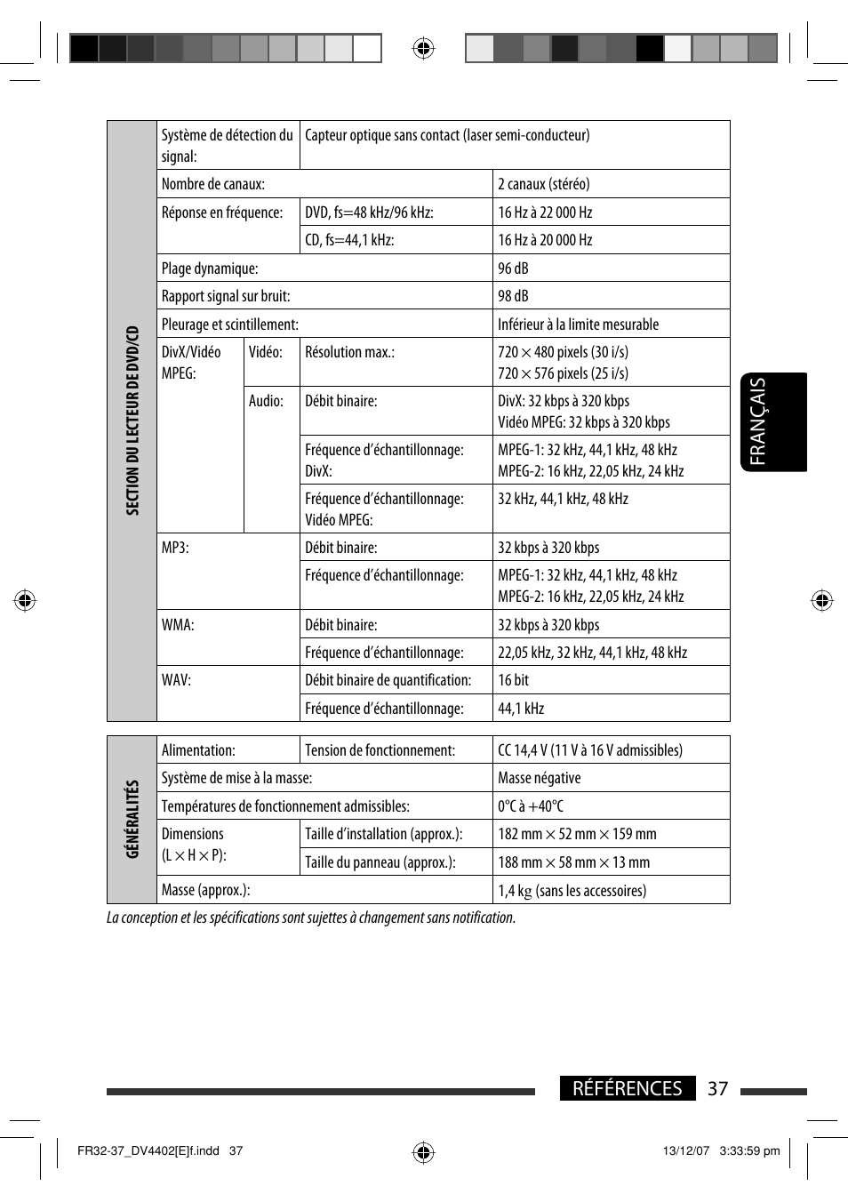 37 références français | JVC KD-DV4402 User Manual | Page 109 / 147