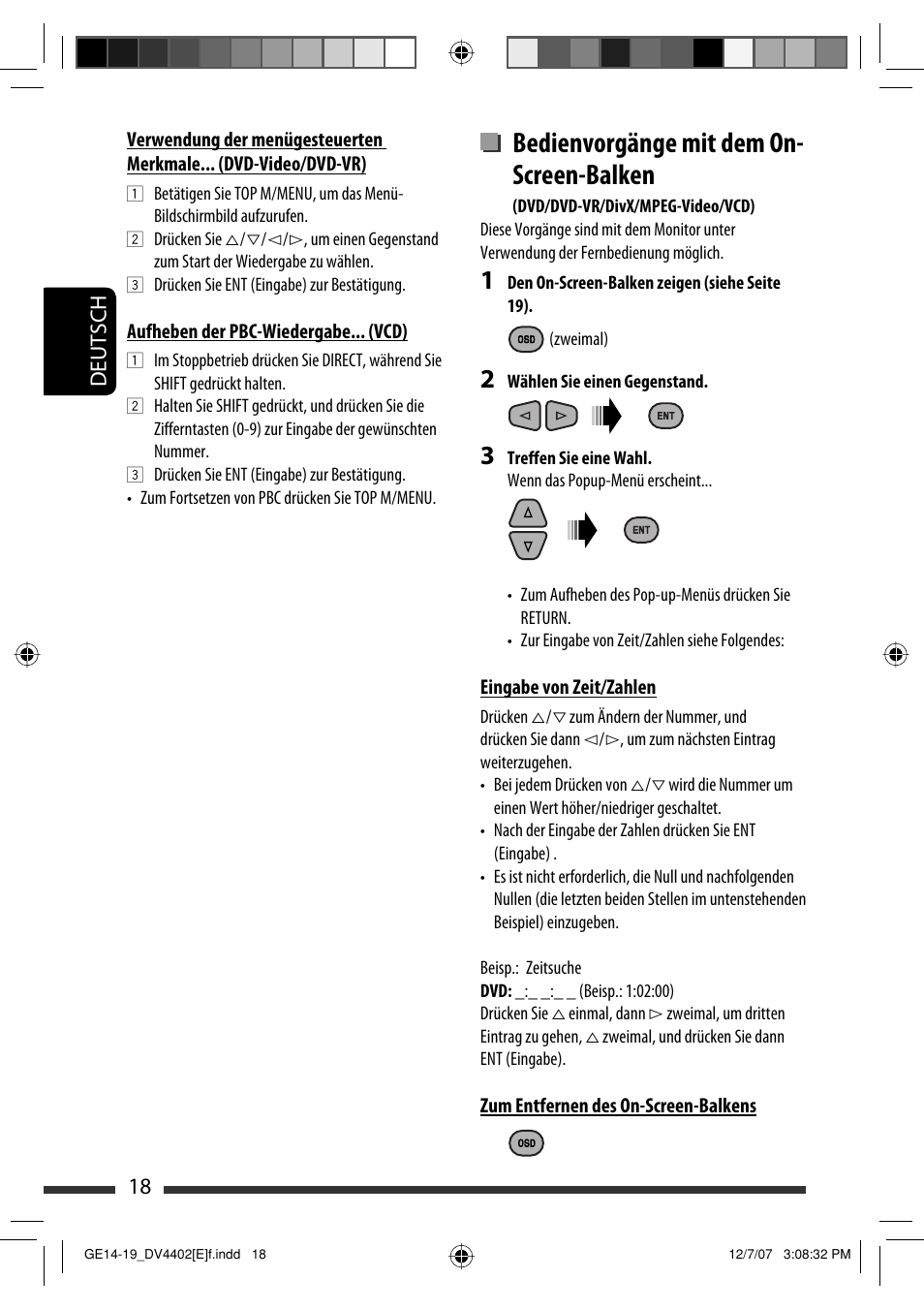 Bedienvorgänge mit dem on- screen-balken, 18 deutsch | JVC KD-DV4402 User Manual | Page 54 / 147