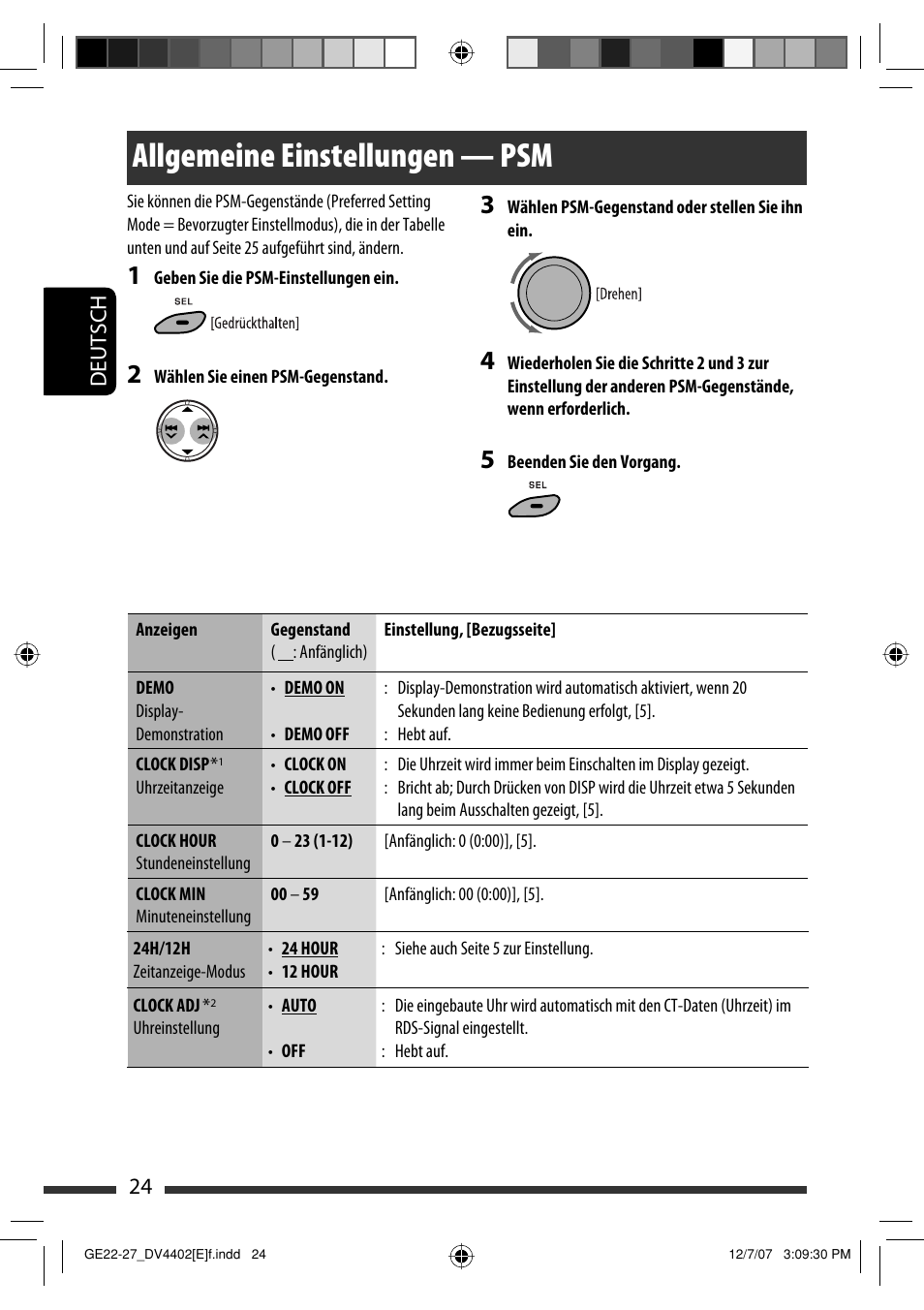 Allgemeine einstellungen — psm, 24 deutsch | JVC KD-DV4402 User Manual | Page 60 / 147
