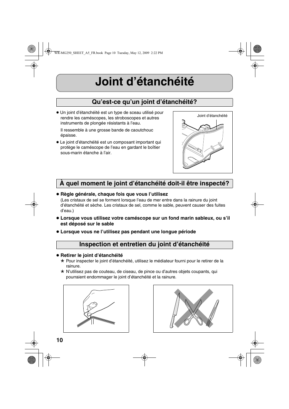 Français, Joint d’étanchéité | JVC WR-MG250 User Manual | Page 10 / 44