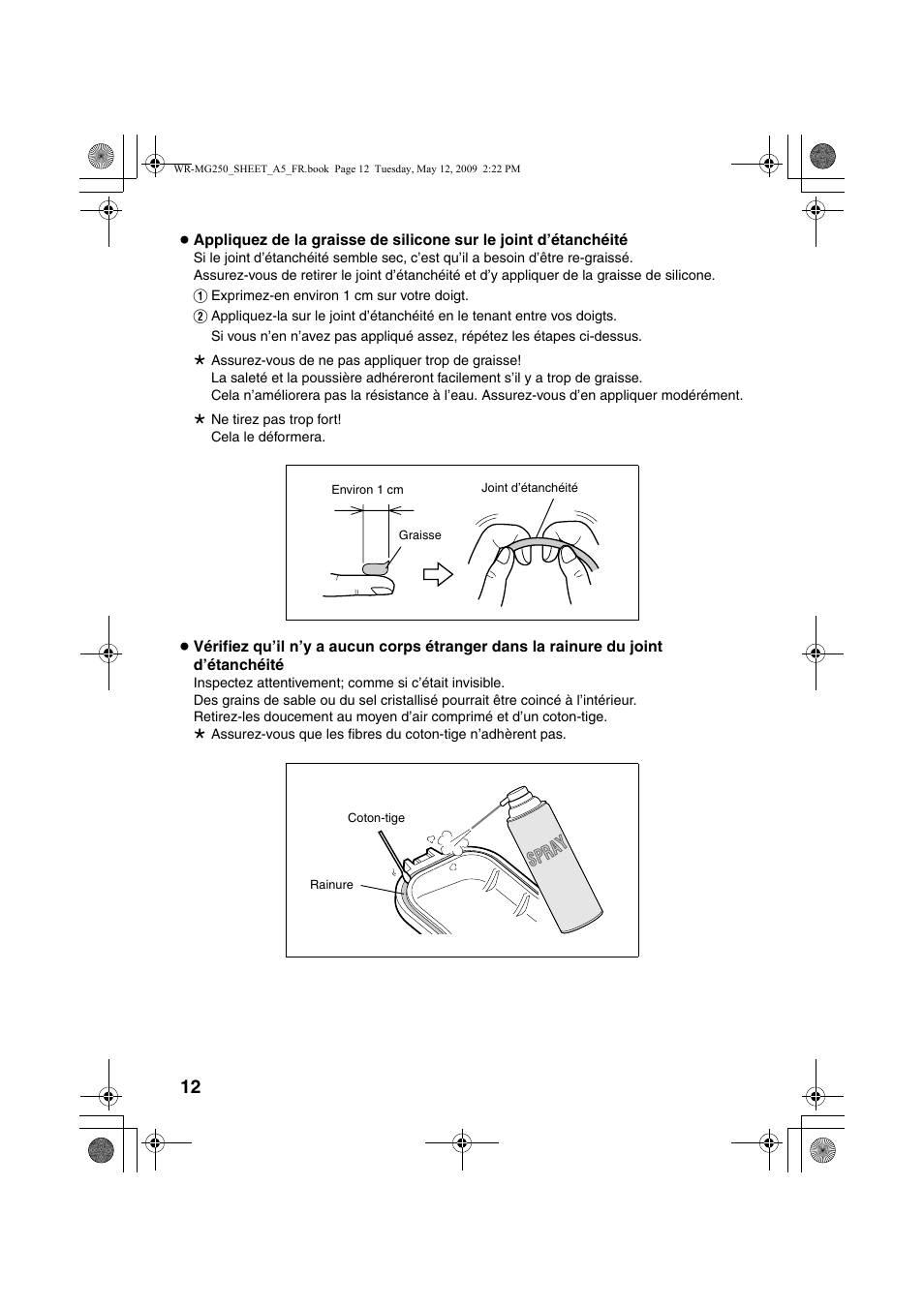 Spr ay | JVC WR-MG250 User Manual | Page 12 / 44