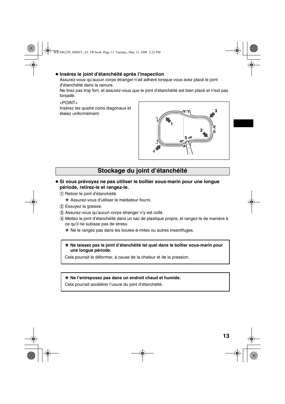 Stockage du joint d’étanchéité | JVC WR-MG250 User Manual | Page 13 / 44