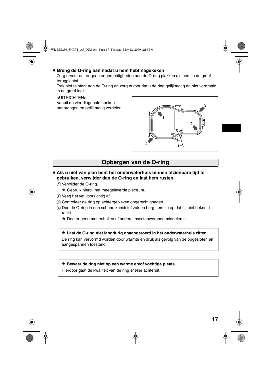 Opbergen van de o-ring | JVC WR-MG250 User Manual | Page 17 / 44